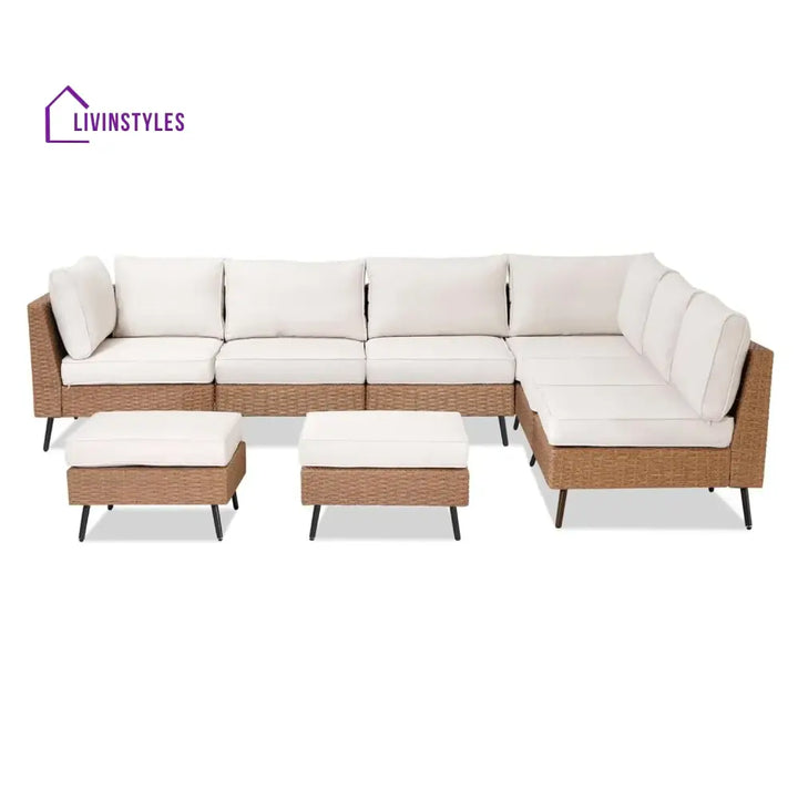 Ottilie Outdoor Rattan Wicker 8-Seater Sofa Set - Sofa Set