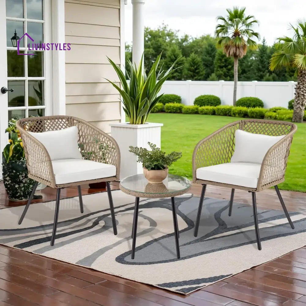 Ottilie Outdoor Wicker 3-Piece Patio Set - Patio Set