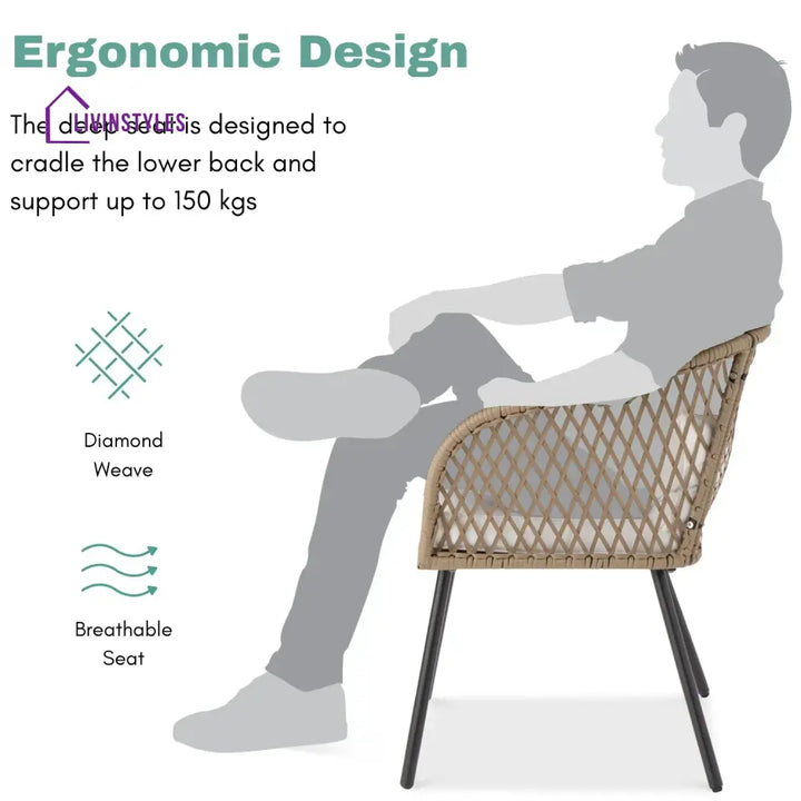 Ottilie Outdoor Wicker 3-Piece Patio Set - Patio Set