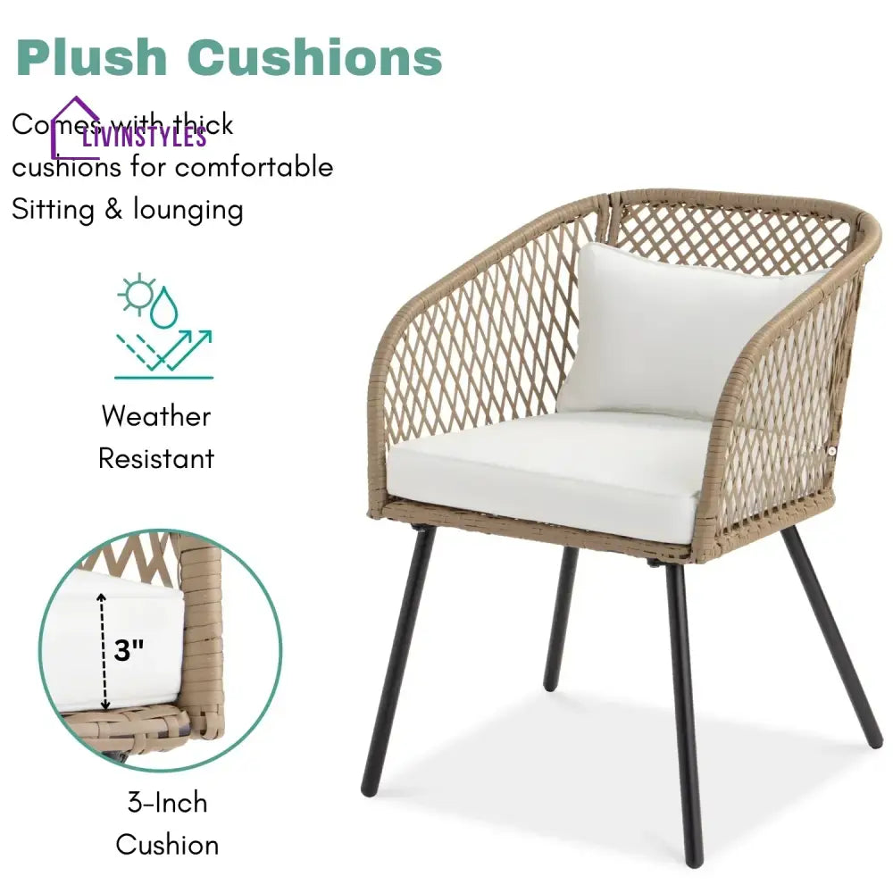 Ottilie Outdoor Wicker 3-Piece Patio Set - Patio Set