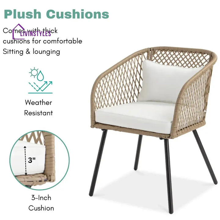 Ottilie Outdoor Wicker 3-Piece Patio Set - Patio Set