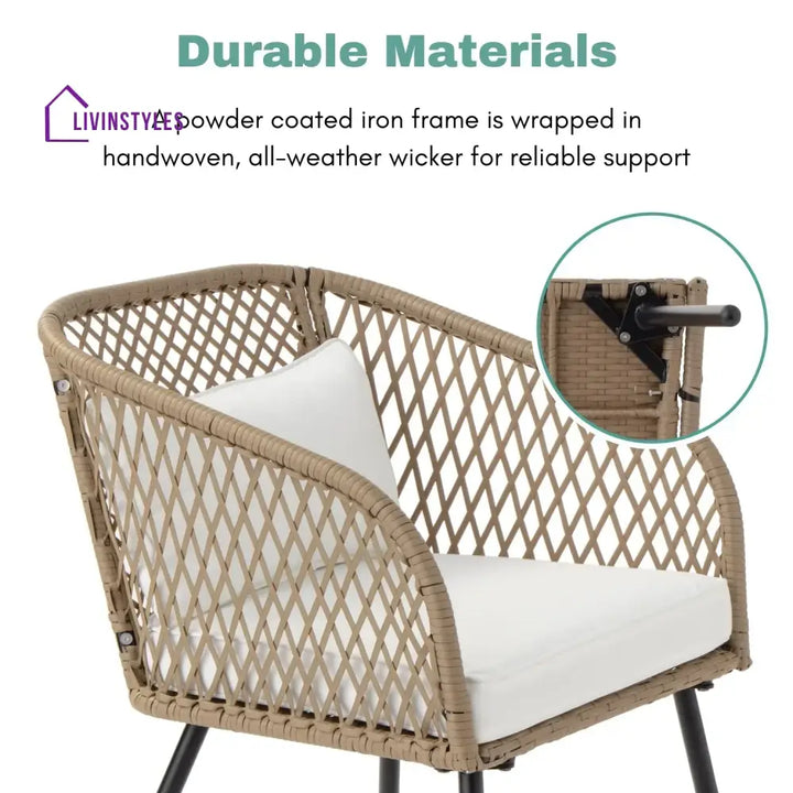 Ottilie Outdoor Wicker 3-Piece Patio Set - Patio Set