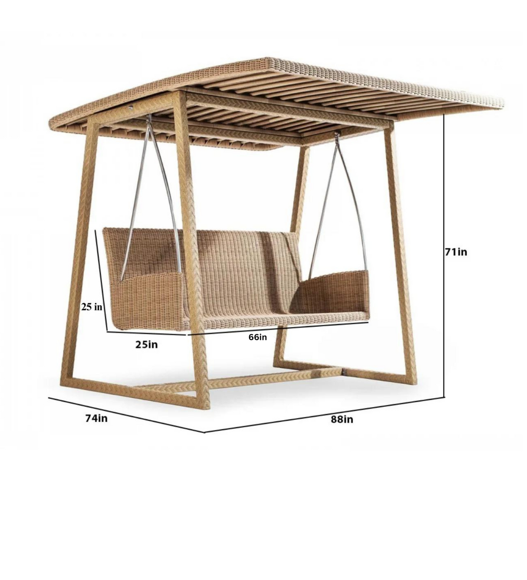 Jazz Three Seater Hanging Swing With Stand For Balcony , Garden Swing (Tan)