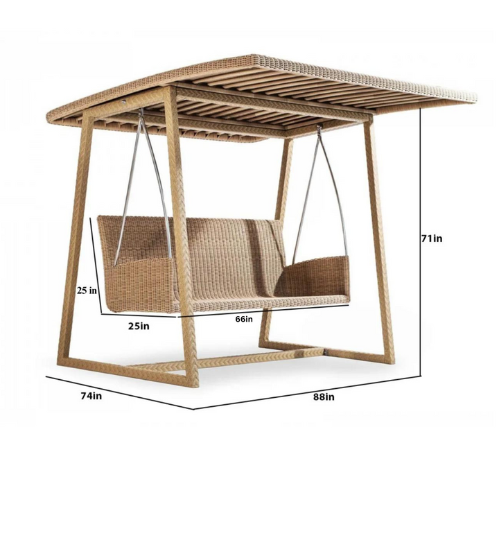 Jazz Three Seater Hanging Swing With Stand For Balcony , Garden Swing (Tan)