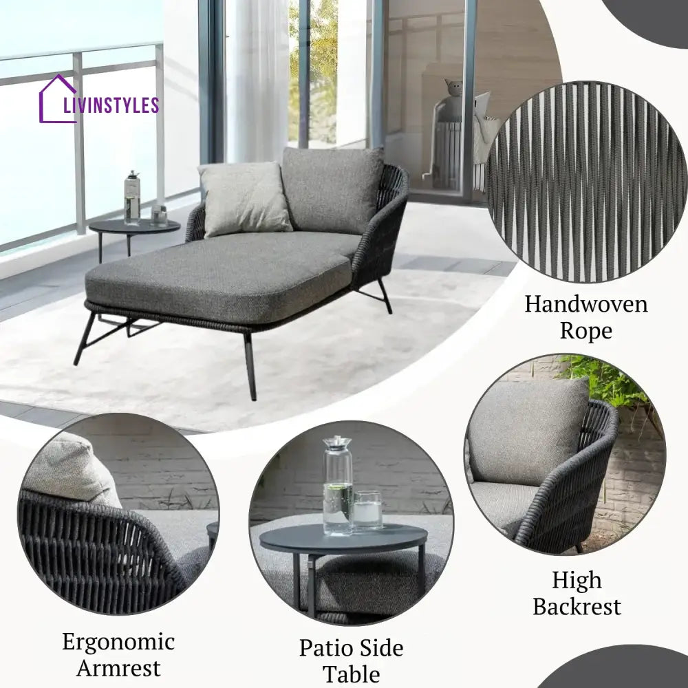Outdoor Rope Patio Single Seater Daybed All Weather Furniture - Daybed