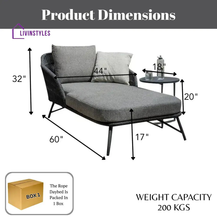 Outdoor Rope Patio Single Seater Daybed All Weather Furniture - Daybed
