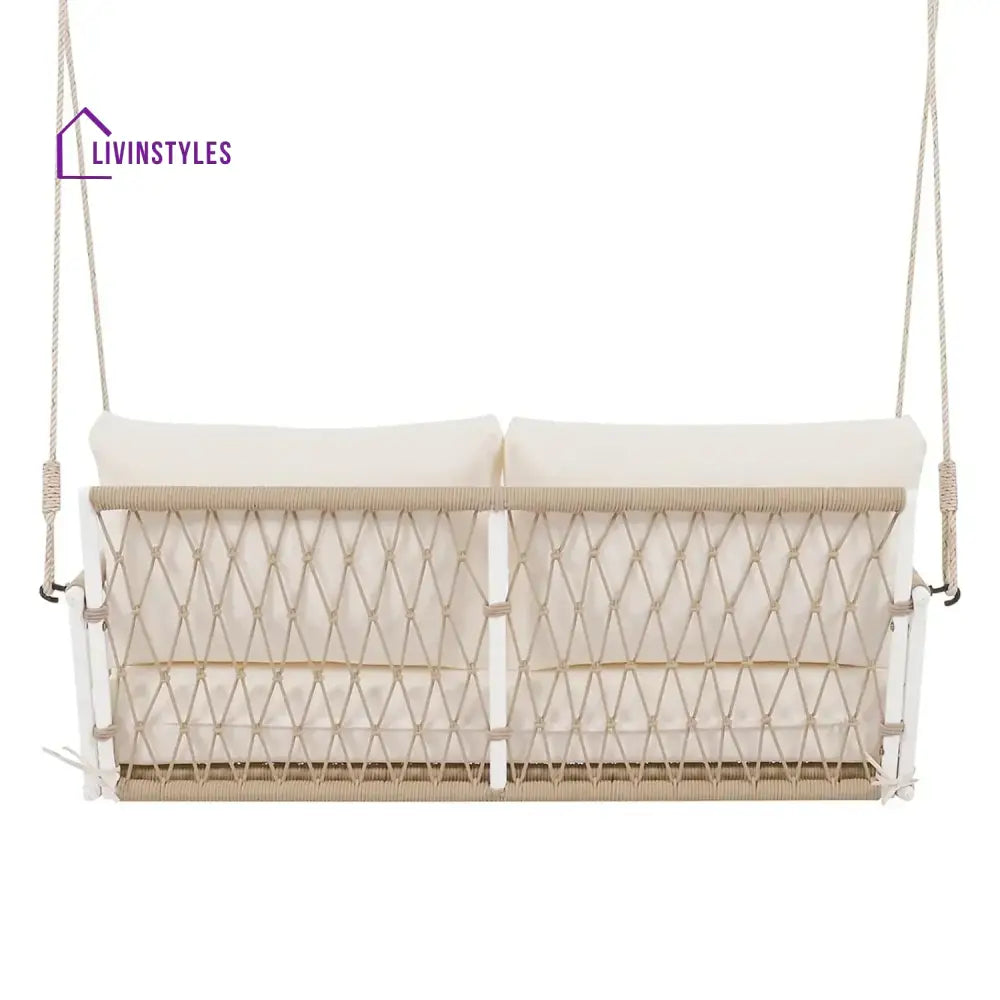 Outdoor Rope Swing 2-Person Hanging Chair Weatherproof Porch Swing - Swing