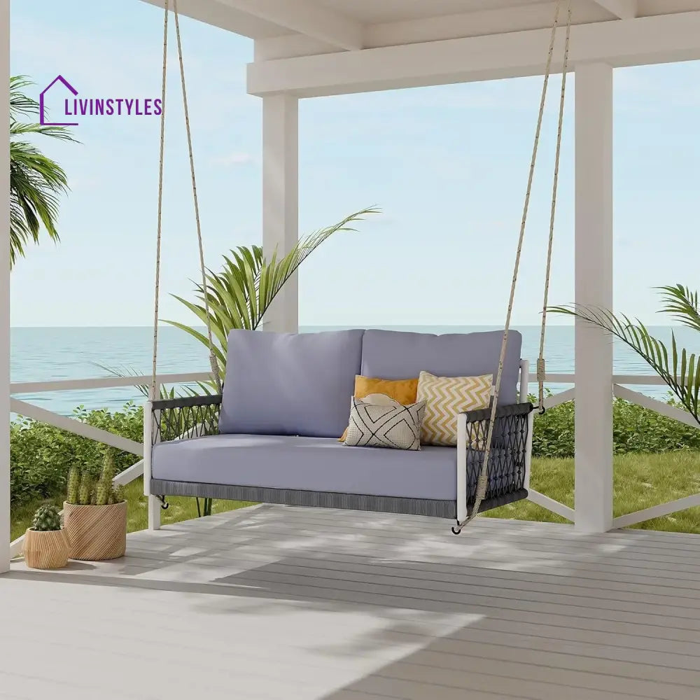 Outdoor Rope Swing 2-Person Hanging Chair Weatherproof Porch Swing - Swing