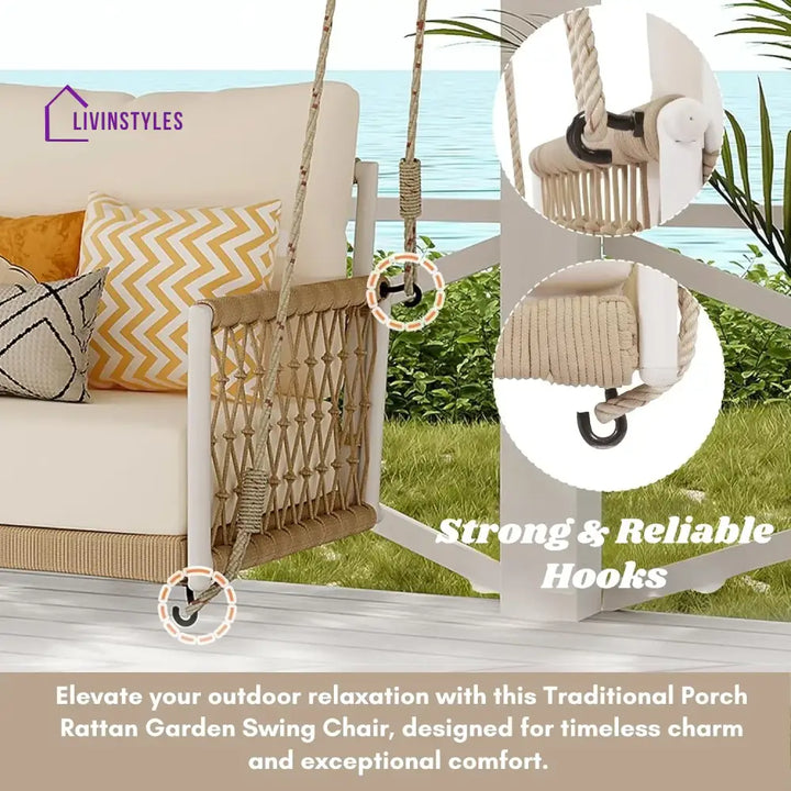 Outdoor Rope Swing 2-Person Hanging Chair Weatherproof Porch Swing - Swing