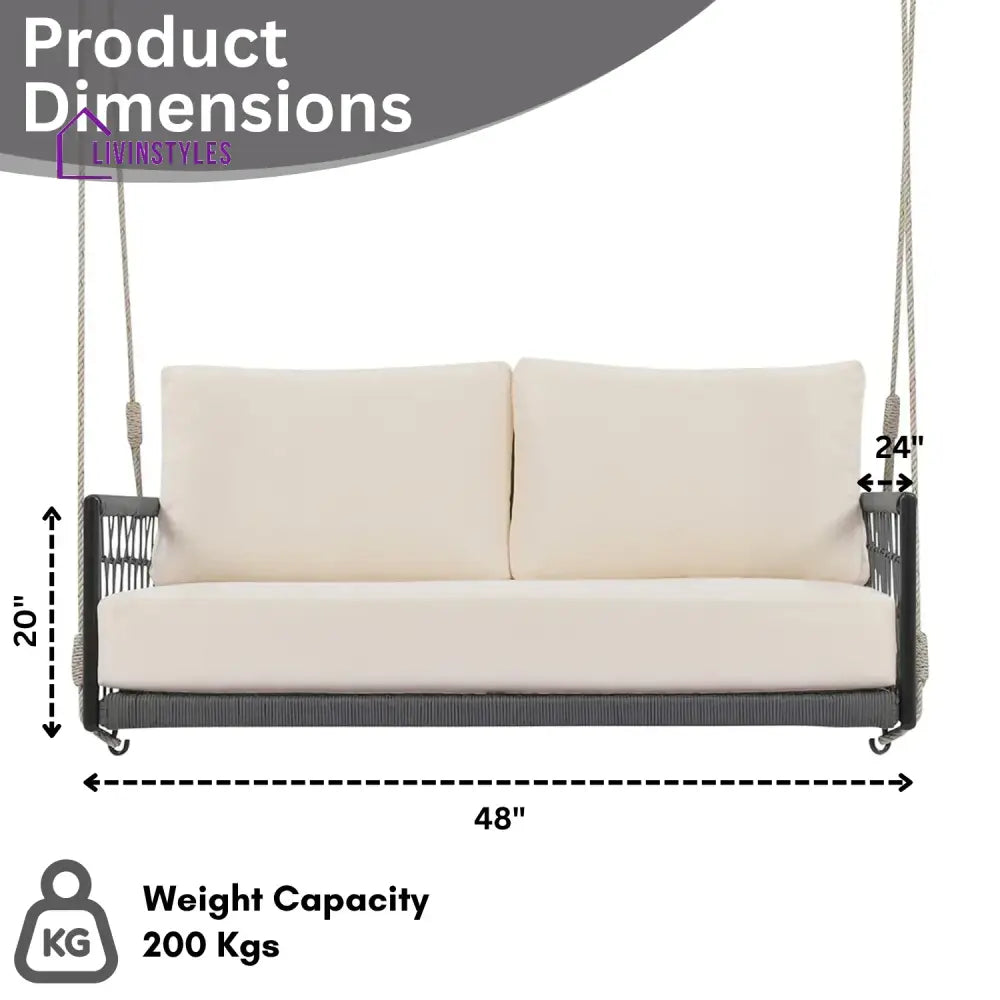 Outdoor Rope Swing 2-Person Hanging Chair Weatherproof Porch Swing - Swing