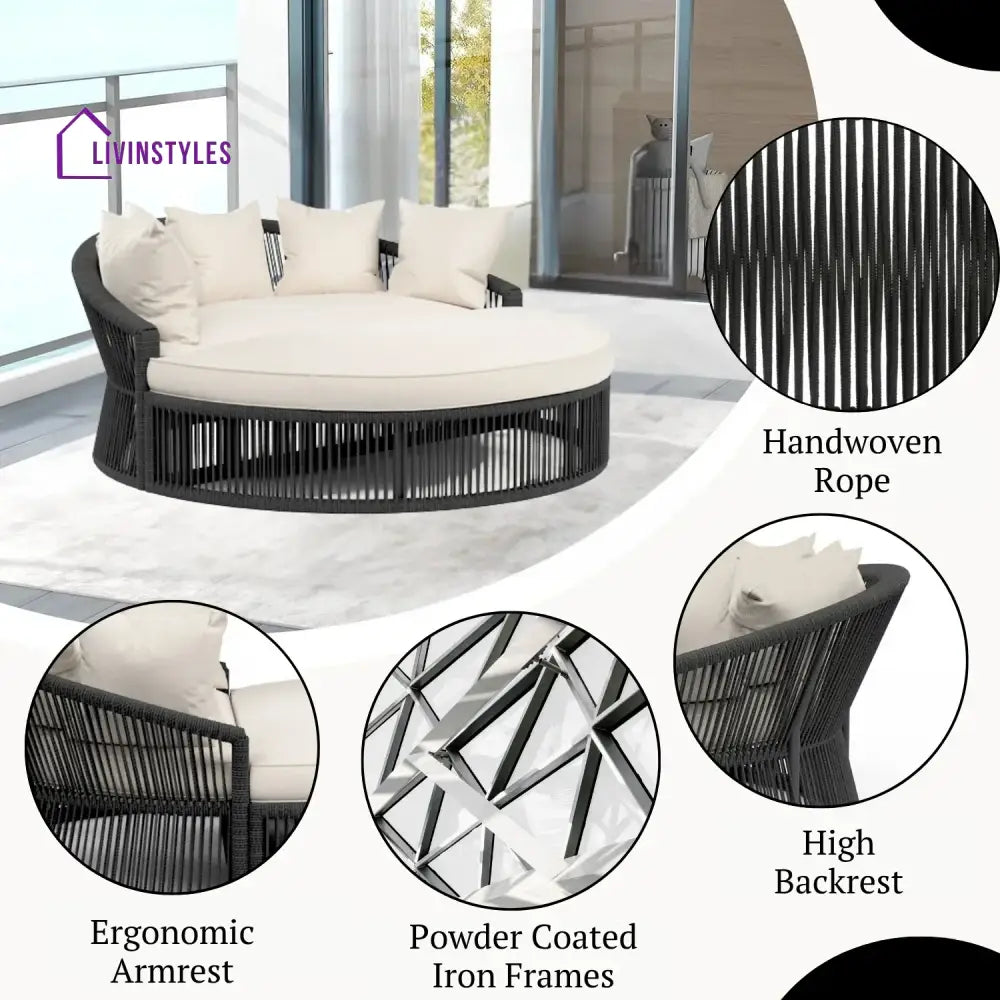 Outdoor Round Rope Daybed Sofa – Unique Design for Poolside - Daybed