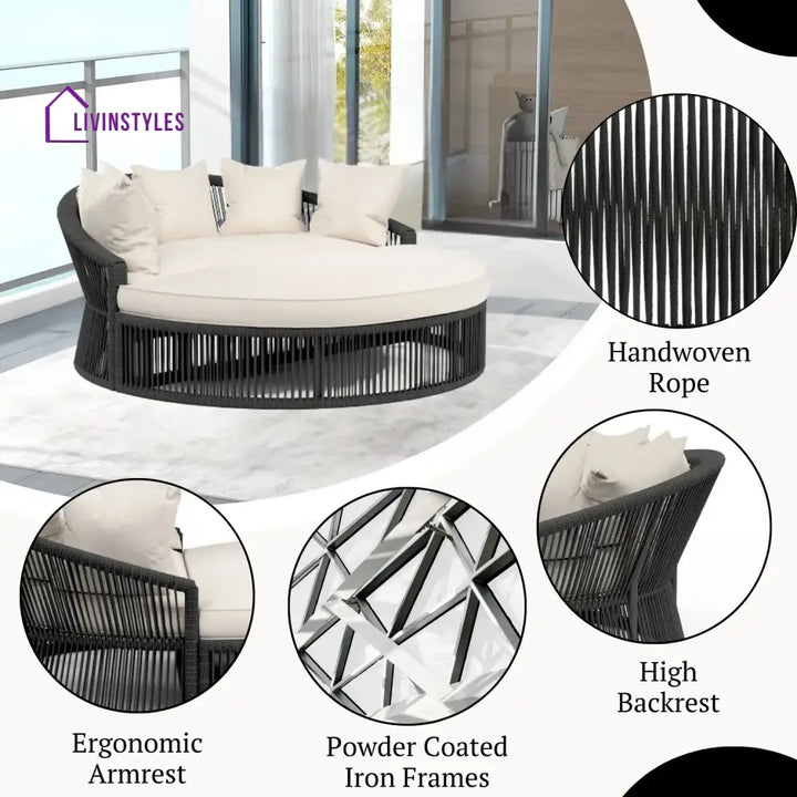 Outdoor Round Rope Daybed Sofa – Unique Design for Poolside - Daybed