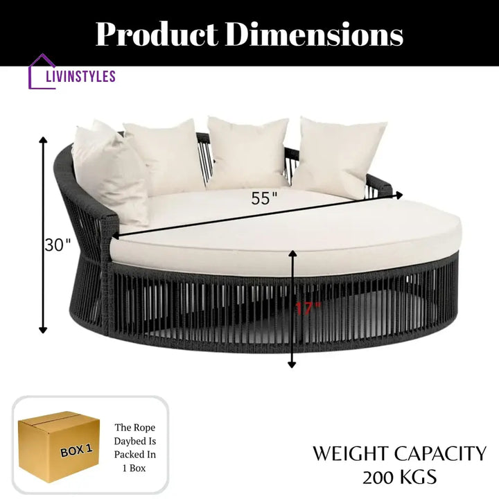 Outdoor Round Rope Daybed Sofa – Unique Design for Poolside - Daybed