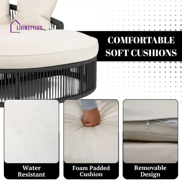 Outdoor Round Rope Daybed Sofa – Unique Design for Poolside - Daybed