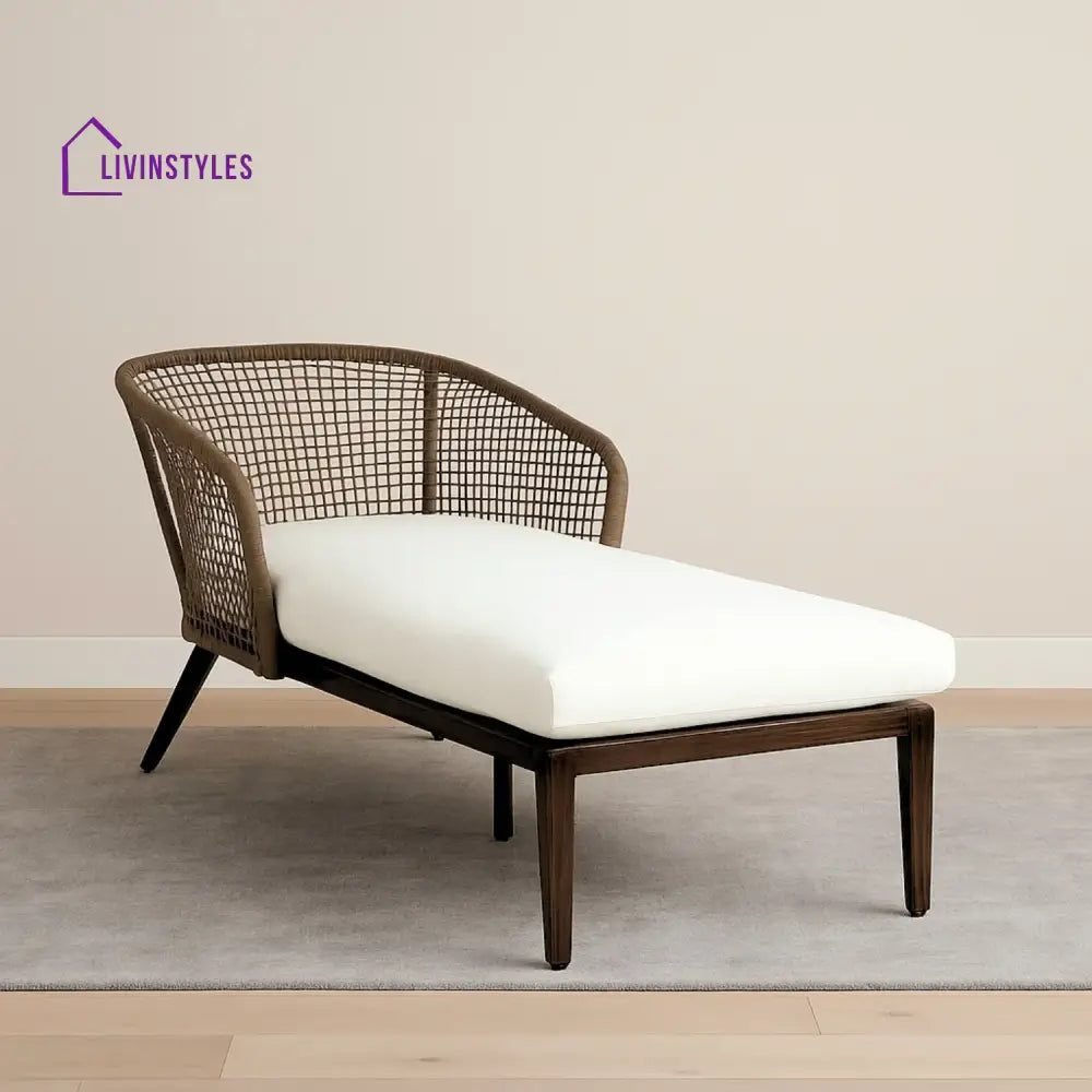 Outdoor Single Seater Patio Daybed with Handwoven Rope - Daybed