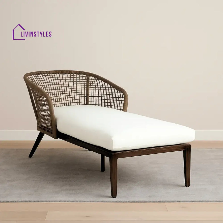 Outdoor Single Seater Patio Daybed with Handwoven Rope - Daybed