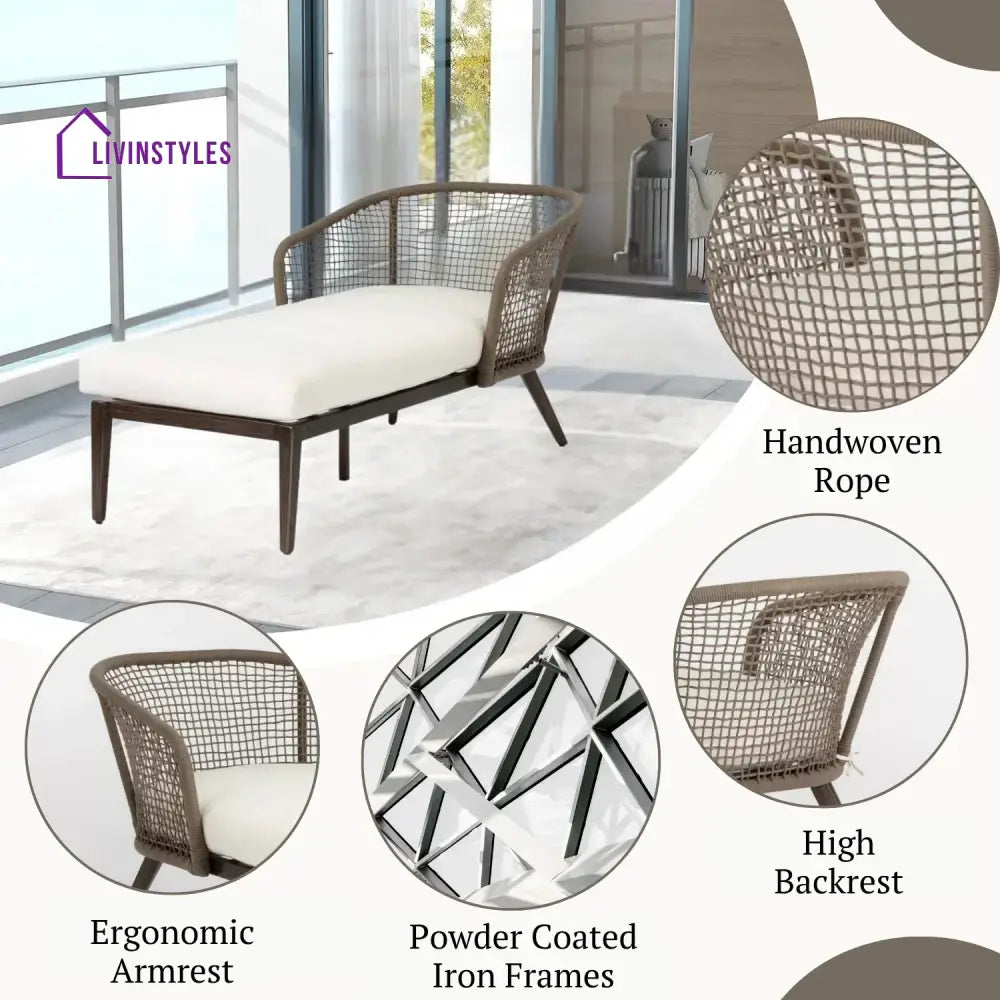 Outdoor Single Seater Patio Daybed with Handwoven Rope - Daybed