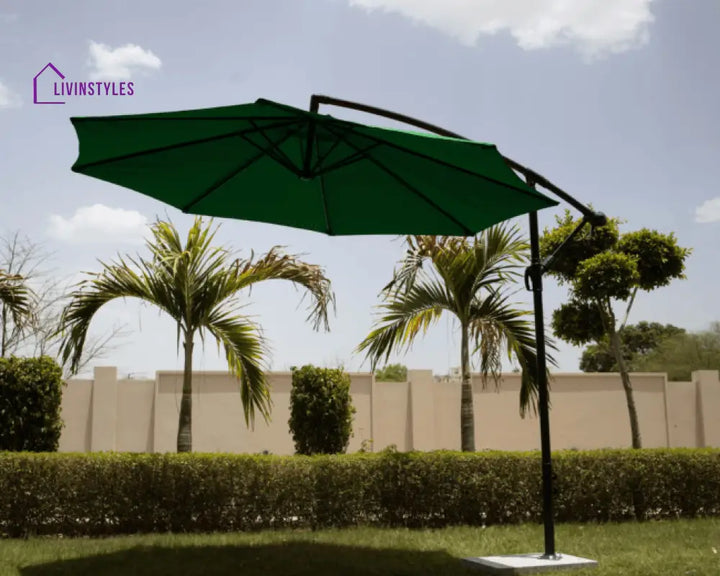 Outdoor Umbrella With Marble Base For Garden (Green)