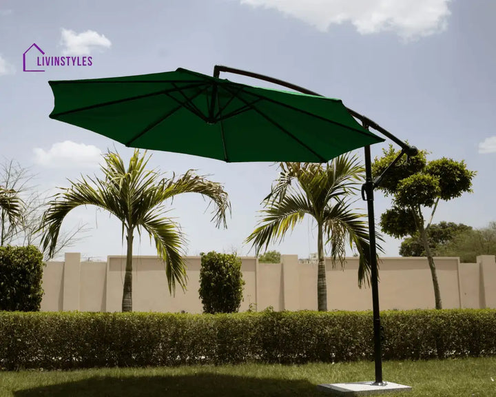 Outdoor Umbrella With Marble Base For Garden (Green)