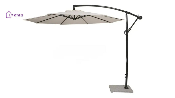 Outdoor Umbrella With Marble Base For Garden (White)