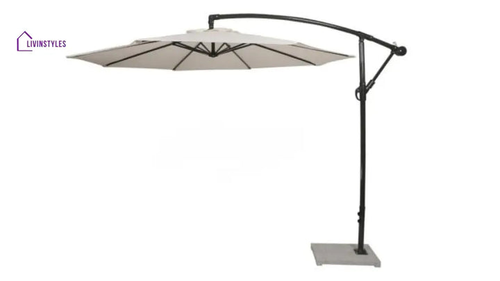 Outdoor Umbrella With Marble Base For Garden (White)
