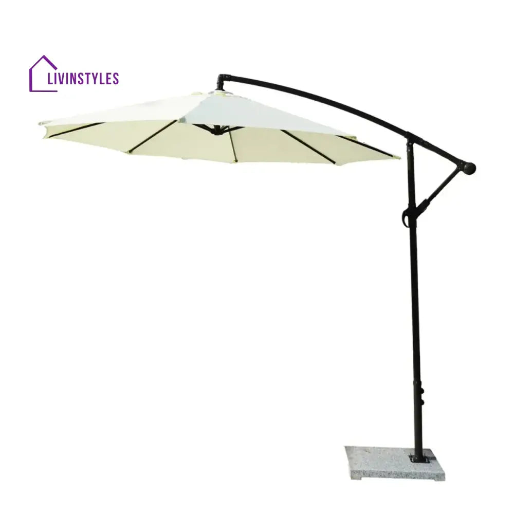 Outdoor Umbrella with Marble Base for Garden (White)