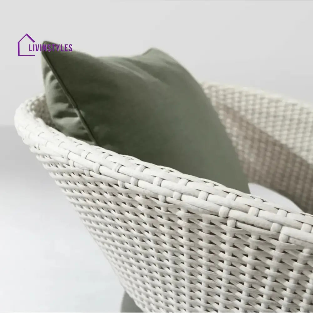 Outdoor White Rattan Wicker Sofa Chairs With Glass Top Table - Sofa Set