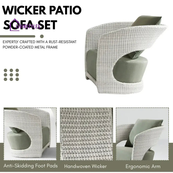 Outdoor White Rattan Wicker Sofa Chairs With Glass Top Table - Sofa Set