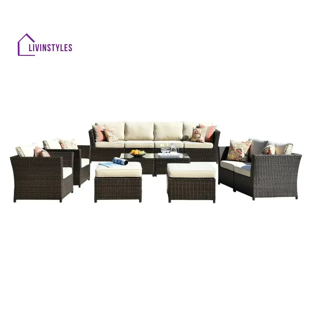 Outdoor Wicker 10 Seater Sectional Sofa Set - Sofa Set
