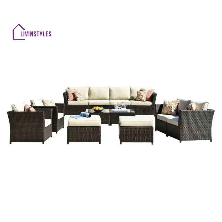 Outdoor Wicker 10 Seater Sectional Sofa Set - Sofa Set