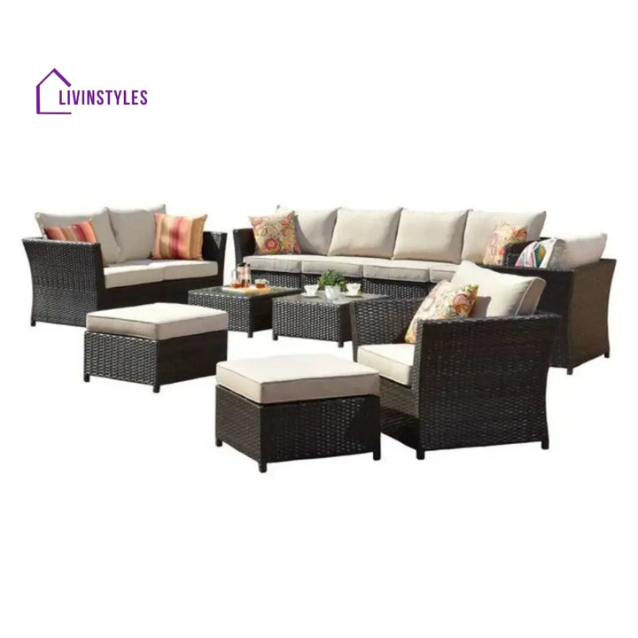 Outdoor Wicker 10 Seater Sectional Sofa Set - Sofa Set