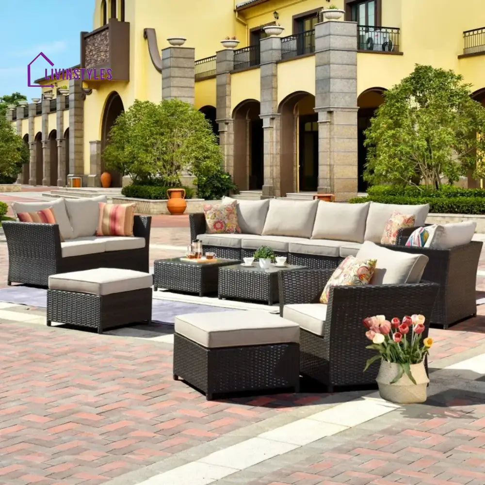 Outdoor Wicker 10 Seater Sectional Sofa Set - Sofa Set