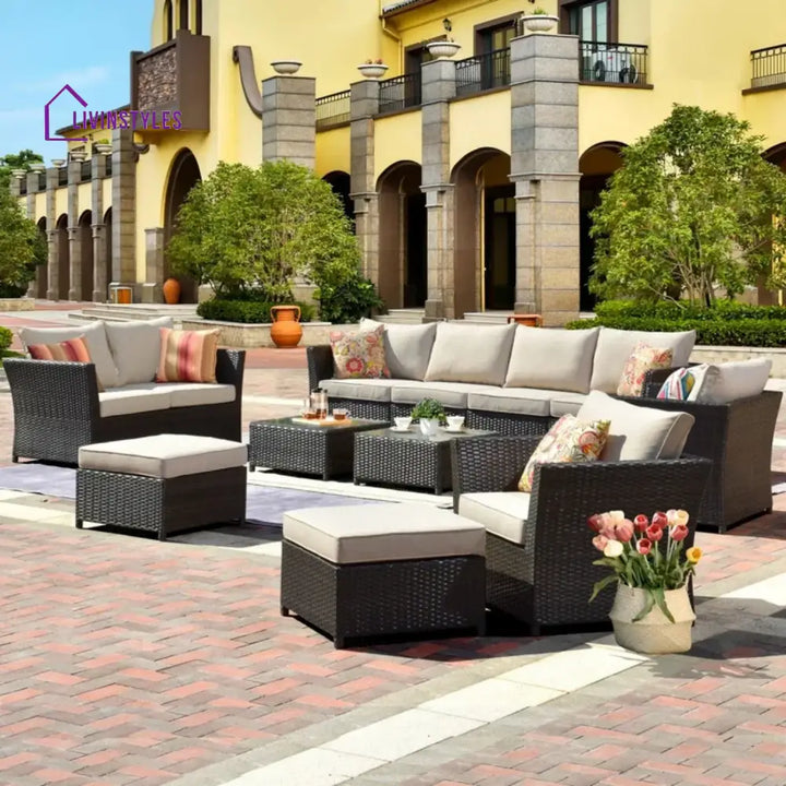 Outdoor Wicker 10 Seater Sectional Sofa Set - Sofa Set