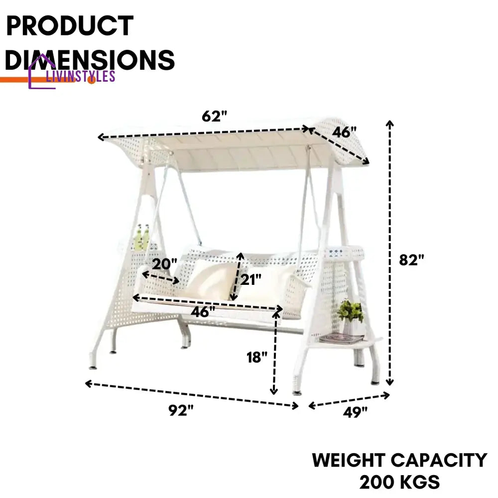 Outdoor Wicker 2-Seat Patio Swing Chair with Shade & Cushions Swing