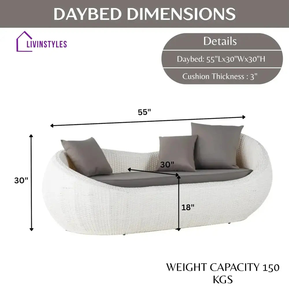 Outdoor Wicker 2 Seater Patio Garden Daybed - Daybed