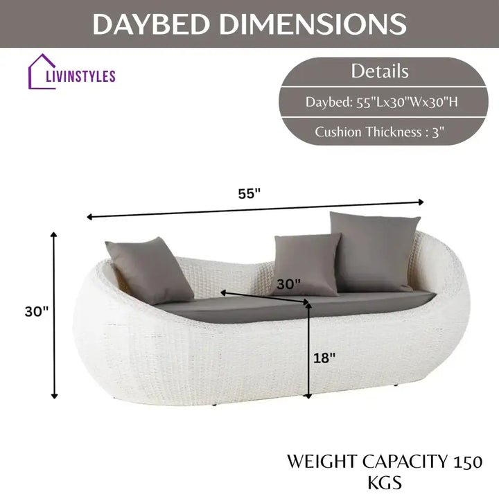 Outdoor Wicker 2 Seater Patio Garden Daybed - Daybed