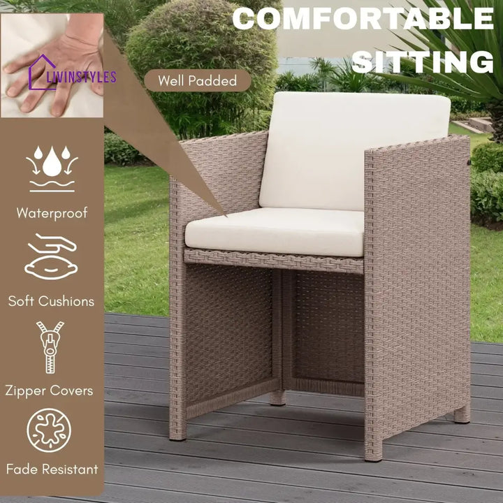 Outdoor Wicker 5-Piece Bar Set with Glass Top Table & Ottomans - Bar Set