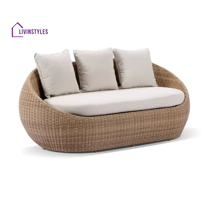 Outdoor Wicker 5-Seater Sofa Set With Glass Top Tables - Sofa Set