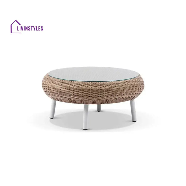 Outdoor Wicker 5-Seater Sofa Set With Glass Top Tables - Sofa Set