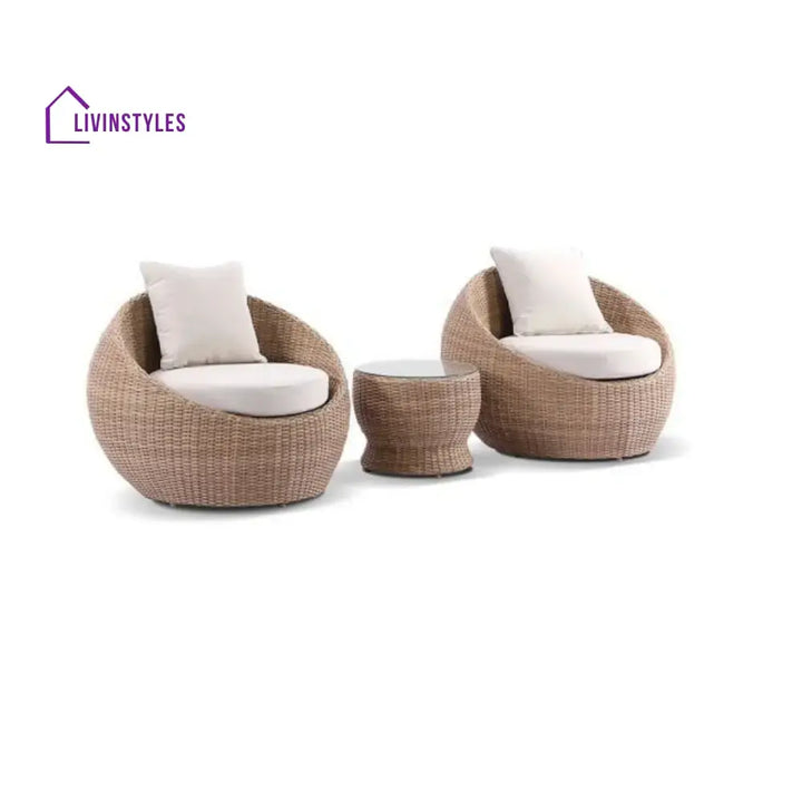 Outdoor Wicker 5-Seater Sofa Set With Glass Top Tables - Sofa Set