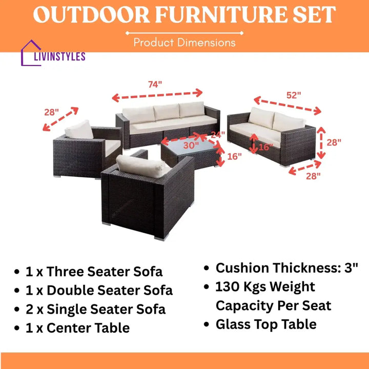 Outdoor Wicker 7-Seater Sofa Set - Sofa Set