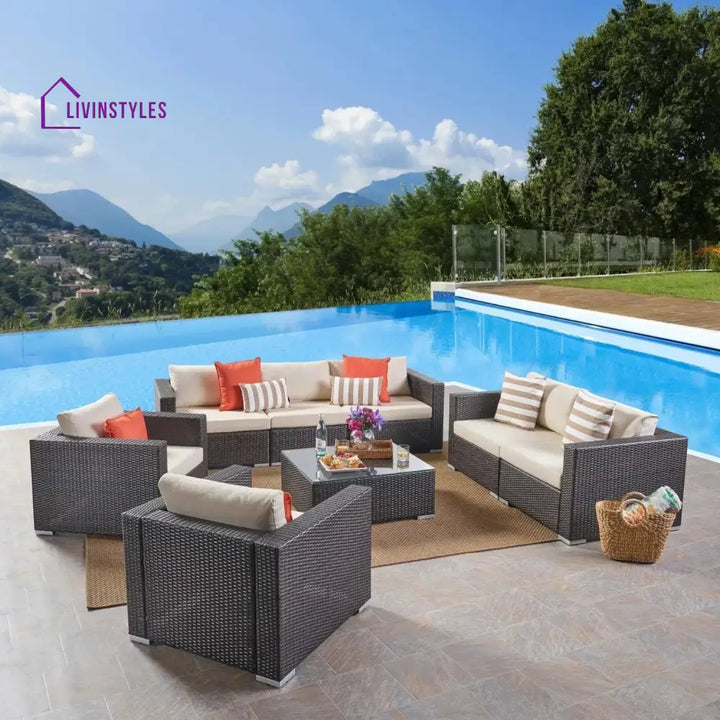 Outdoor Wicker 7-Seater Sofa Set - Sofa Set