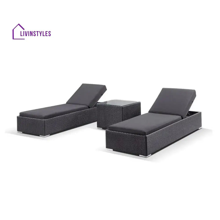 Outdoor Wicker Lounge Chairs Set of 2 - Lounger Set
