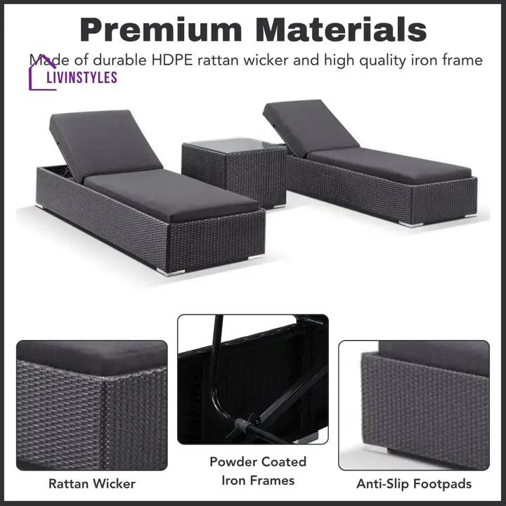 Outdoor Wicker Lounge Chairs Set of 2 - Lounger Set