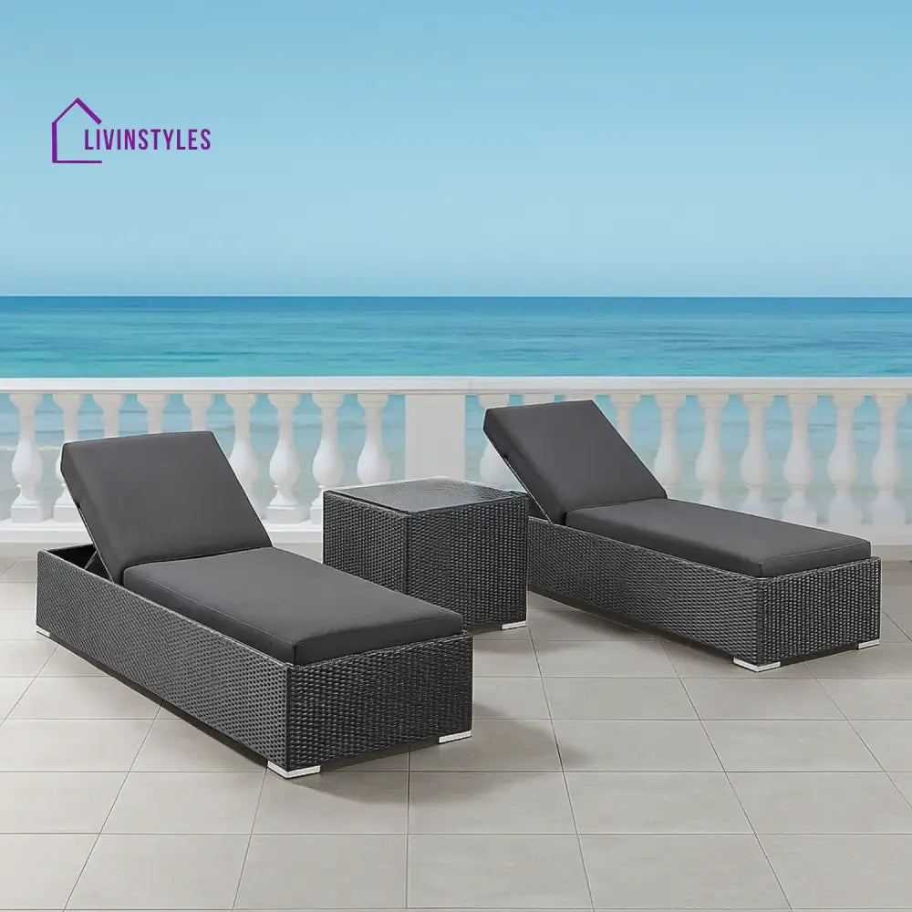 Outdoor Wicker Lounge Chairs Set of 2 - Lounger Set