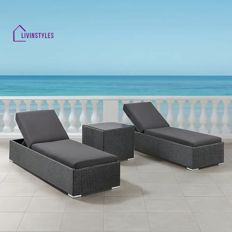 Outdoor Wicker Lounge Chairs Set of 2 - Lounger Set