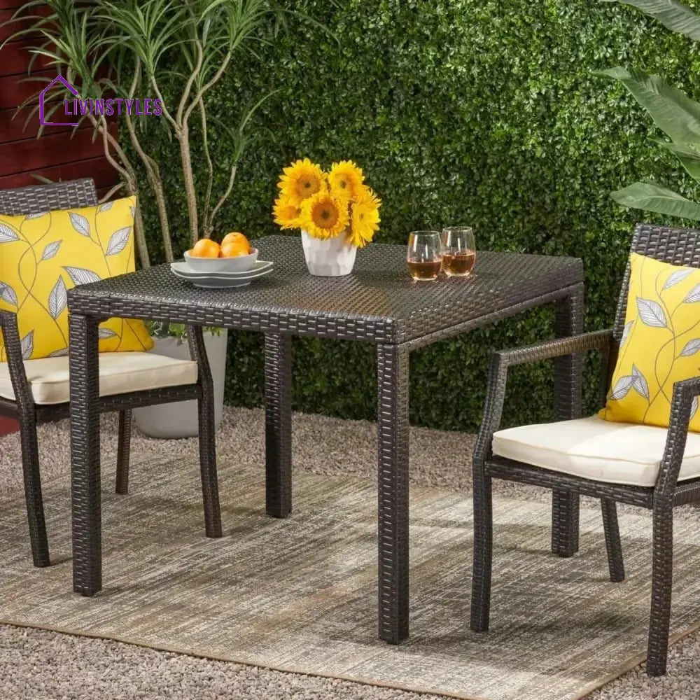 Outdoor Wicker Patio Wicker Coffee Table (Dark Brown) - Table