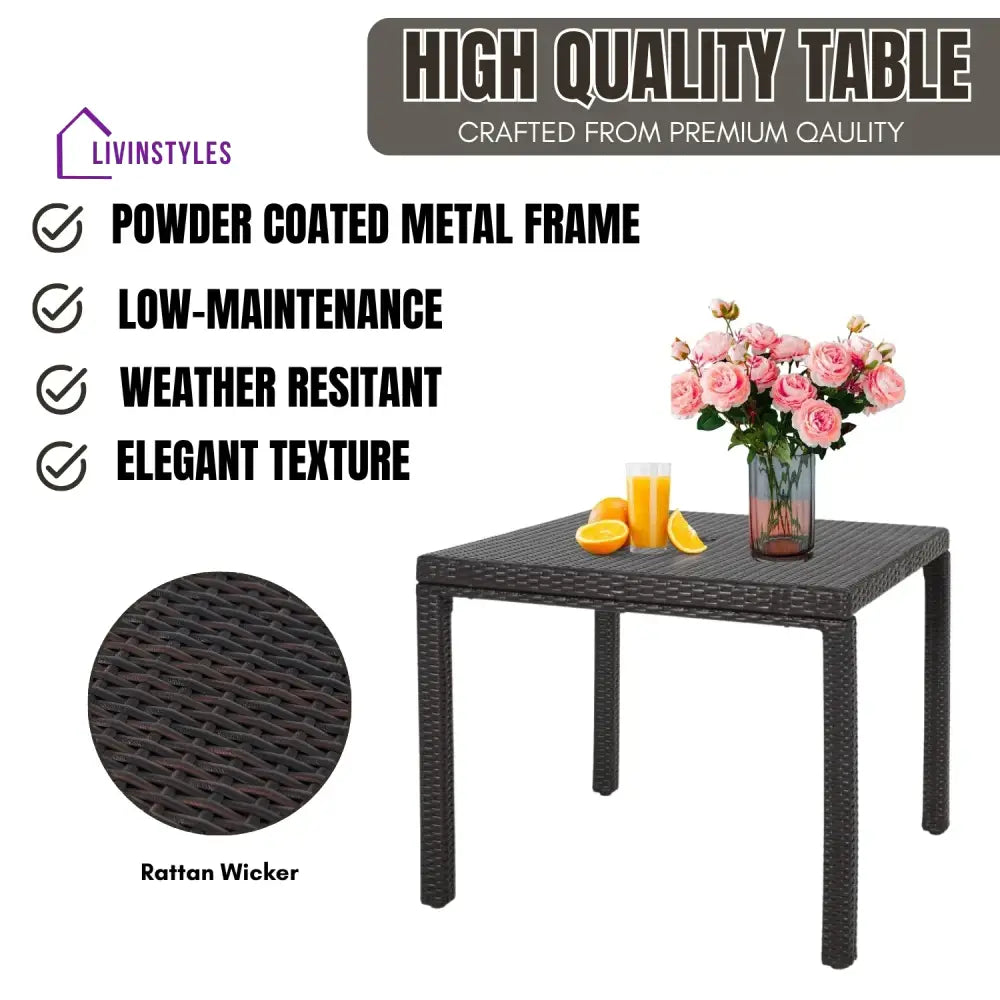 Outdoor Wicker Patio Wicker Coffee Table (Dark Brown) - Table