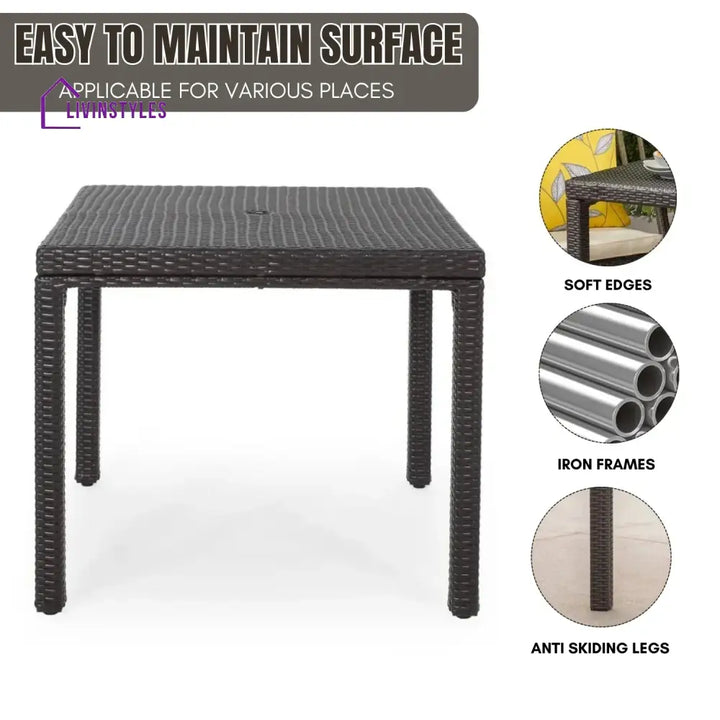 Outdoor Wicker Patio Wicker Coffee Table (Dark Brown) - Table