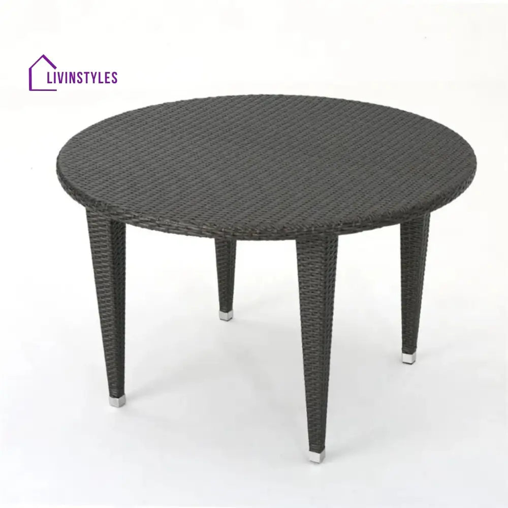 Outdoor Wicker Round Patio Dining Table (Dark Brown) - Table